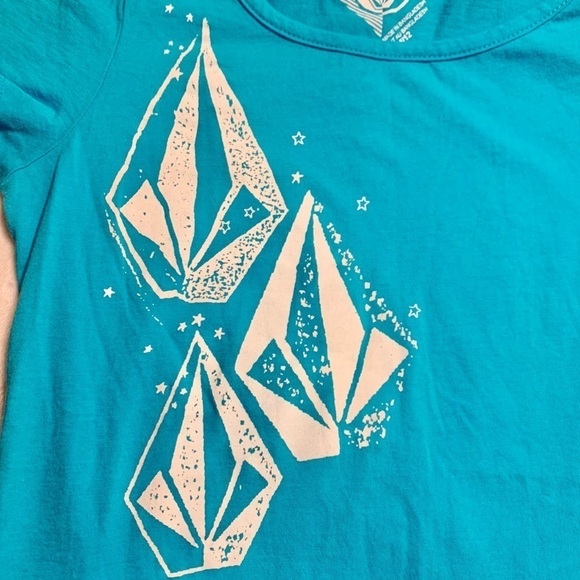 Volcom Tee Medium Teal Turquoise with White Volcom Diamond Design 100% Cotton - Picture 8 of 13